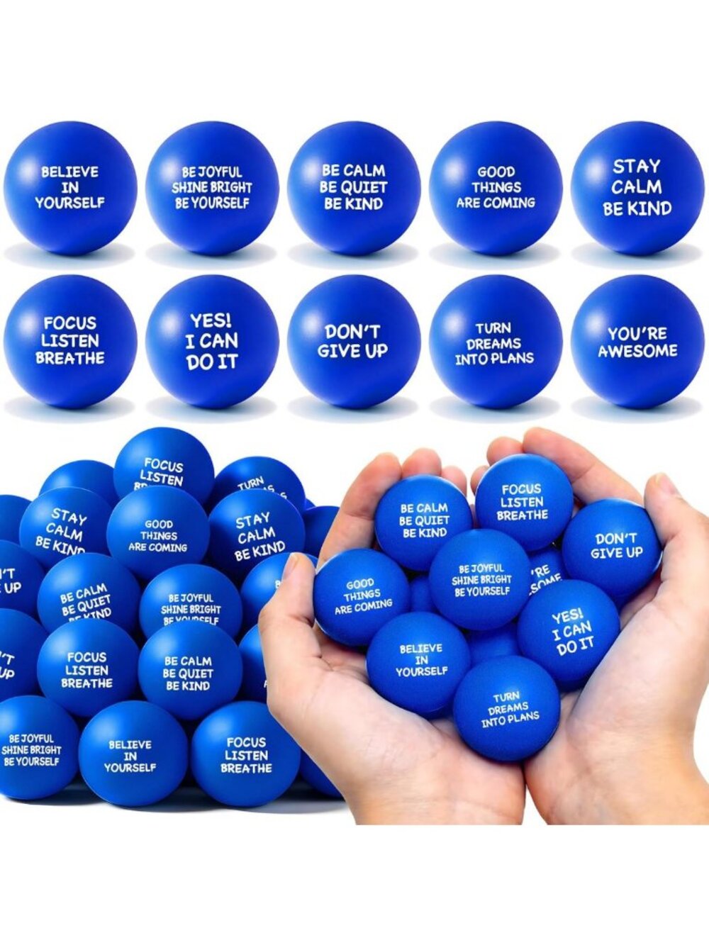 108 Pack Motivational Stress Balls - Bulk Foam Stress Relief Toys for Adults